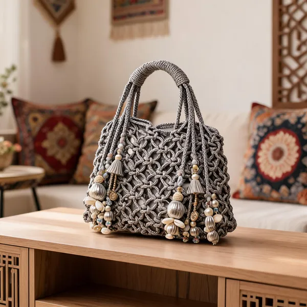 Silver_Brass_And_Alloy_Handbag_For_Women