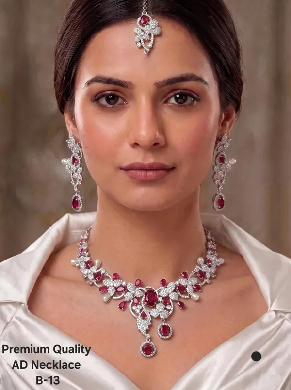 Silver_&_Maroon_Brass_And_Alloy_Necklace_Set_For_Women