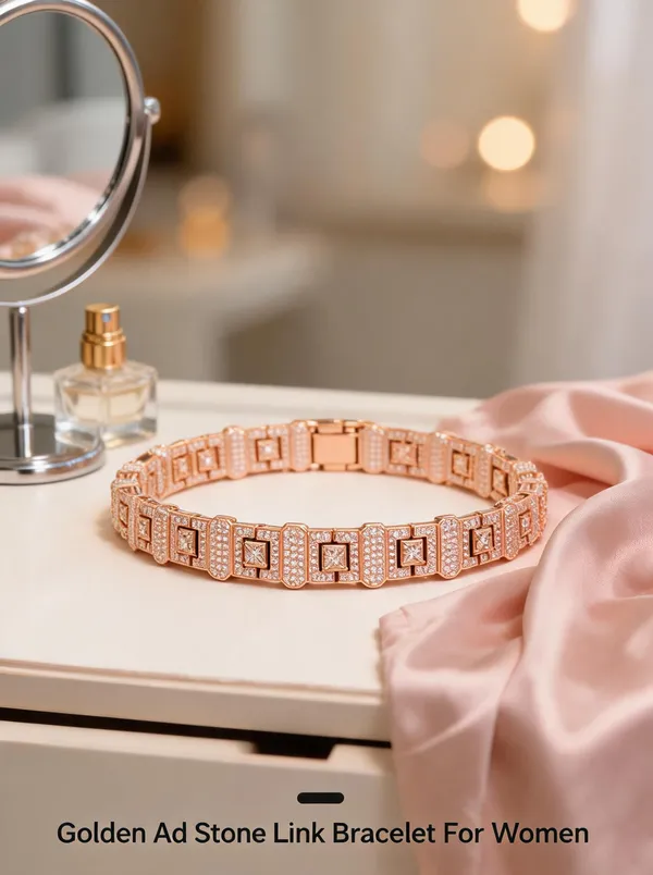 Golden_Brass_And_Alloy_Link_Bracelet_For_Women