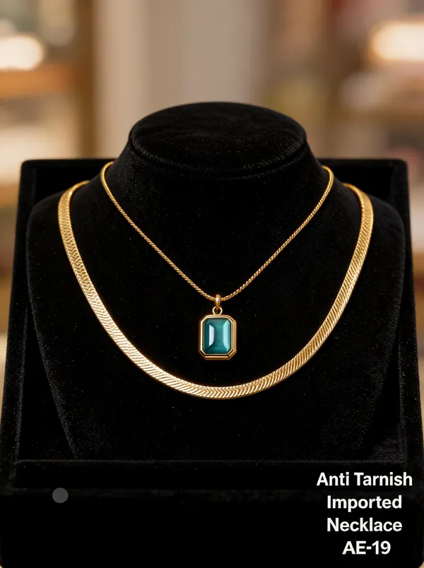 Golden_&_Blue_Brass_And_Alloy_Layered_Pendant_Necklace_For_Women