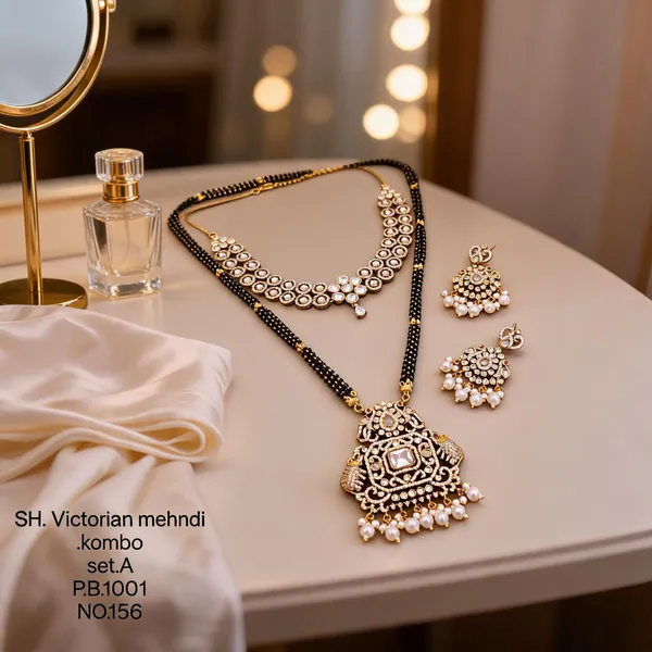 Black_&_Golden_Brass_And_Alloy_Necklace_&_Earrings_Set_For_Women
