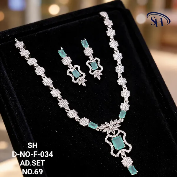 Silver_&_Mint_Brass_And_Alloy_Necklace_Set_For_Women