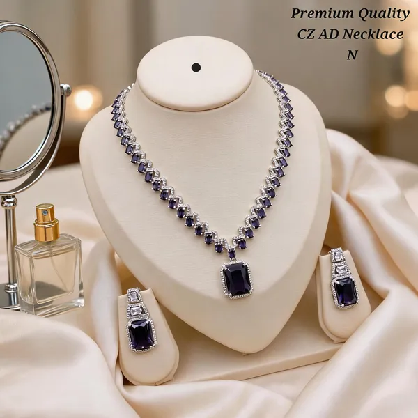 Silver_&_Black_Brass_And_Alloy_Necklace_&_Earring_Set_For_Women