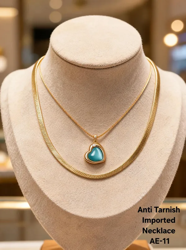 Golden_&_Blue_Brass_And_Alloy_Layered_Pendant_Necklace_For_Women