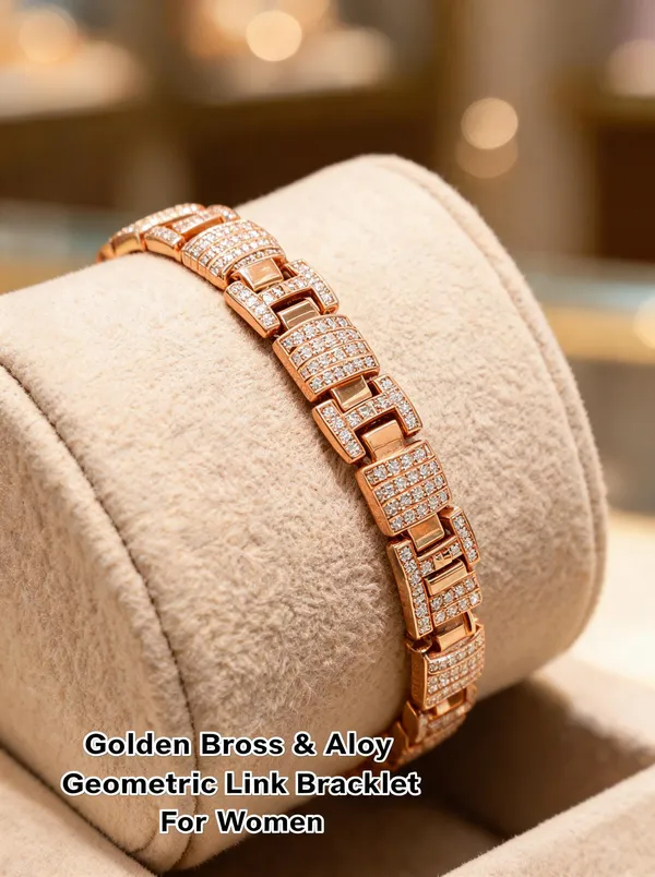 Golden_Brass_And_Alloy_Link_Bracelet_For_Women