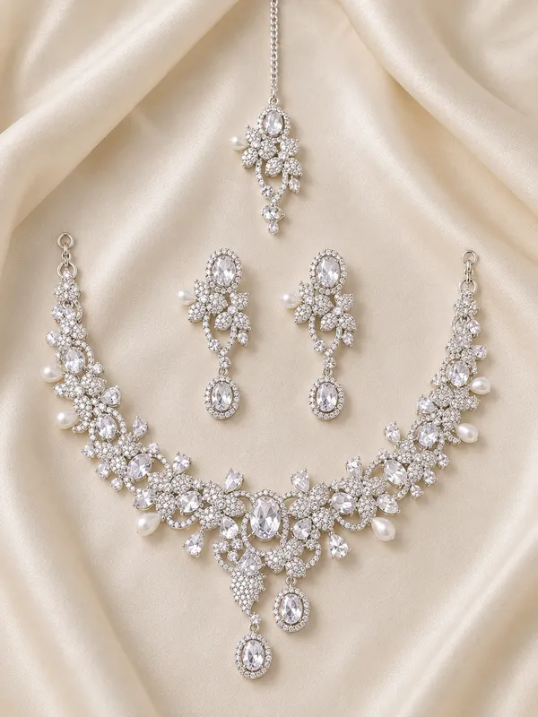 Silver_Brass_And_Alloy_Necklace_Set_For_Women