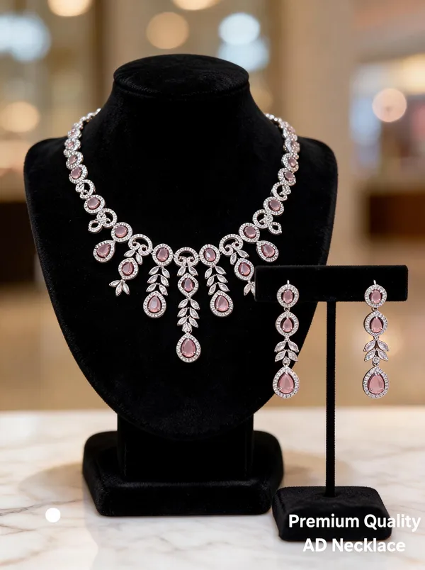 Silver_&_Pink_Brass_And_Alloy_Statement_Necklace_Set_For_Women