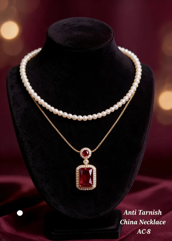 Silver_&_Maroon_Brass_And_Alloy_Layered_Pendant_Necklace_For_Women