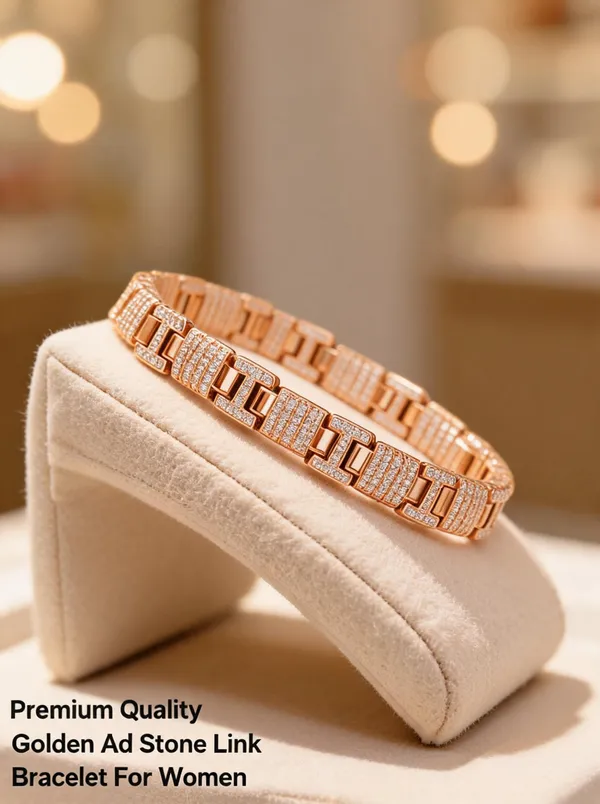 Golden_Brass_And_Alloy_Link_Bracelet_For_Women
