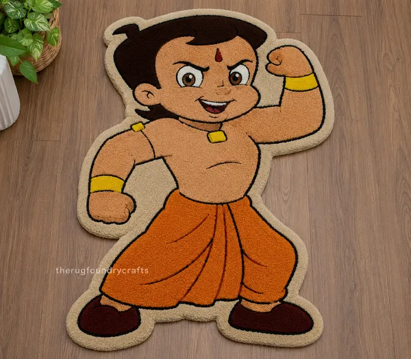 Hand_Tufted_Kids_Character_Shaped_Wool_Rug_–_Orange_&_Beige