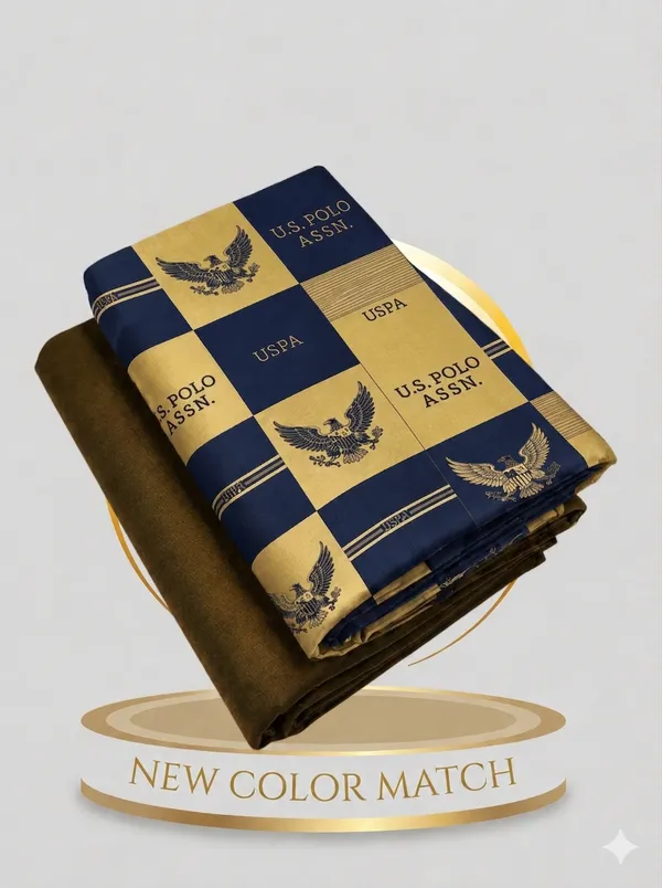 Navy_Gold_Cotton_Checked_Printed_Unstitched_Fabric_For_Men