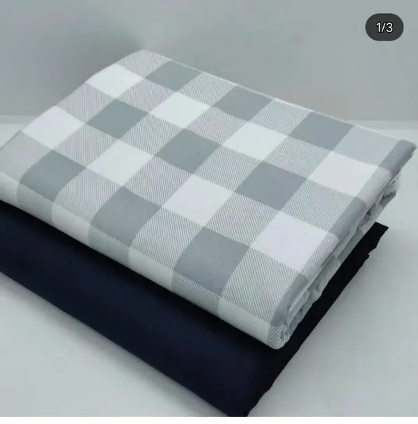 Grey_White_Cotton_Checkered_Unstitched_Shirt_Pant_Fabric_For_Men