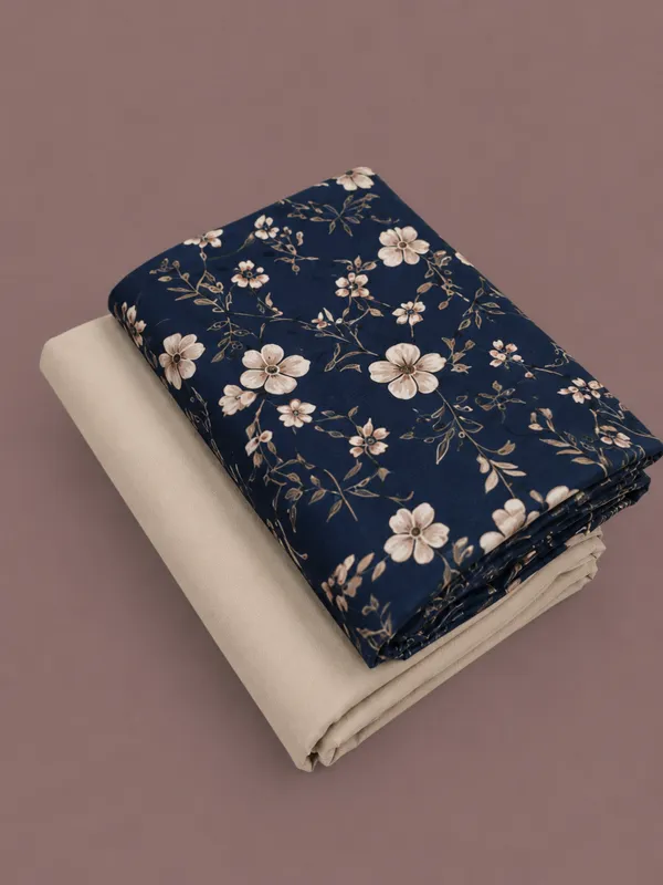 Navy_Cotton_Floral_Print_Unstitched_Fabric_For_Men