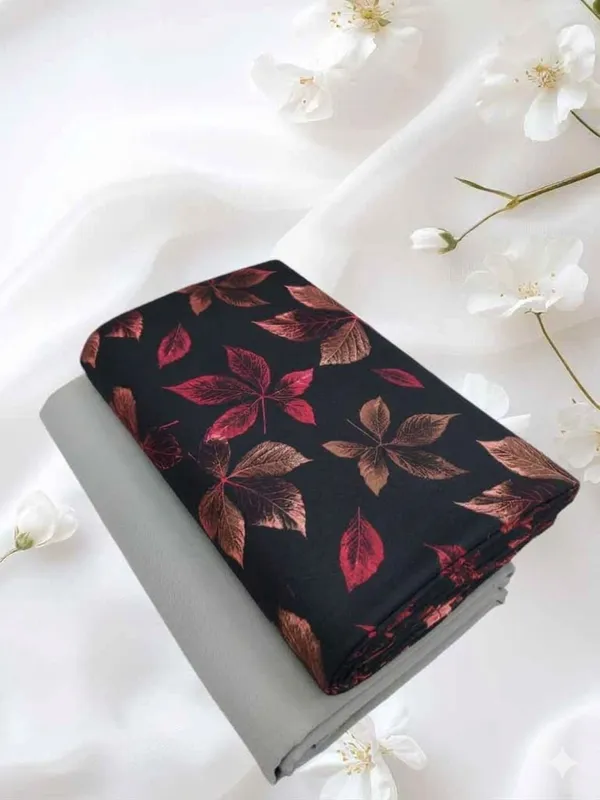 Black_Cotton_Floral_Print_Unstitched_Fabric_For_Men