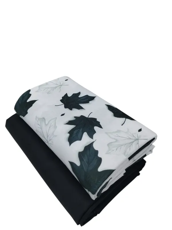 Black_Cotton_Leaf_Print_Unstitched_Fabric_For_Men