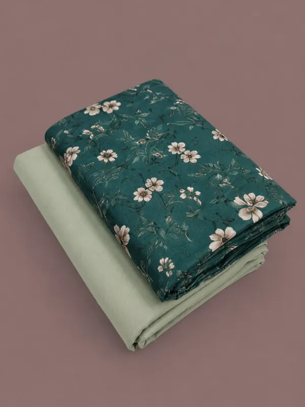 Teal_Cotton_Floral_Print_Unstitched_Fabric_For_Men