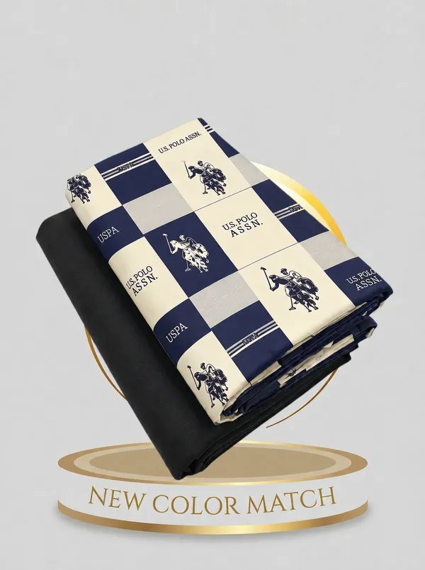 Navy_Blue_Cotton_Checkered_Unstitched_Shirt_Pant_Fabric_For_Men