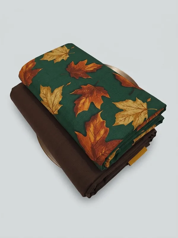 Green_Cotton_Leaf_Print_Unstitched_Shirt_Pant_Fabric_For_Men