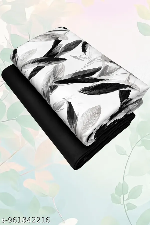 Black_&_White_Cotton_Feather_Print_Unstitched_Fabric_For_Men