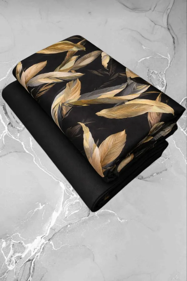 Black_Cotton_Botanical_Leaf_Print_Unstitched_Fabric_For_Men
