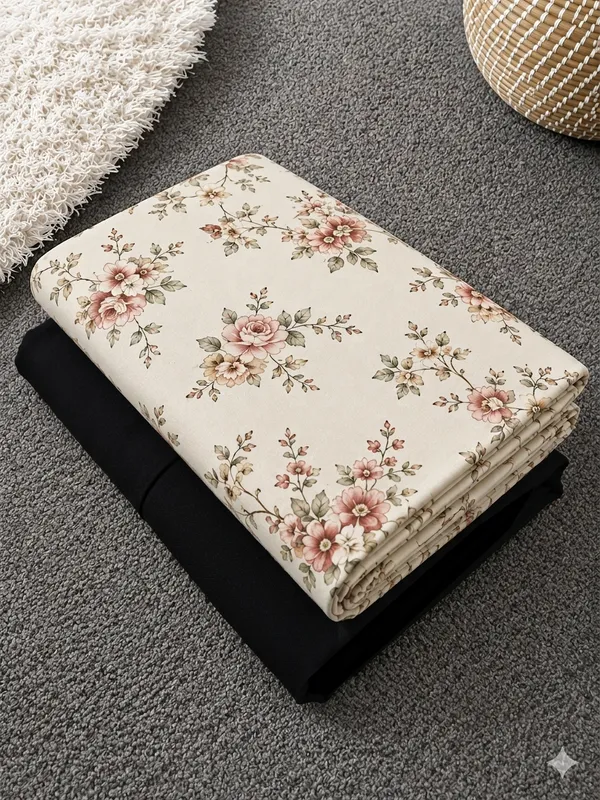 Cream_Cotton_Floral_Print_Unstitched_Fabric_For_Men