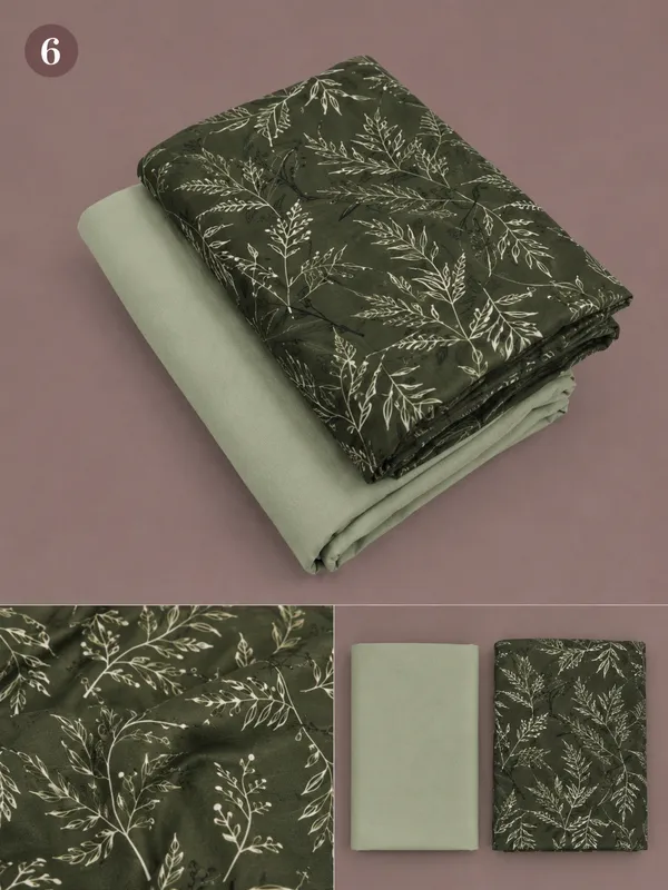 Olive_Cotton_Botanical_Print_Unstitched_Shirt_Pant_Fabric_For_Men