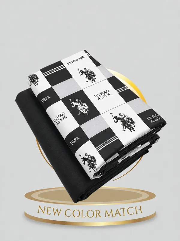 Black_White_Cotton_Checkered_Unstitched_Shirt_Pant_Fabric_For_Men