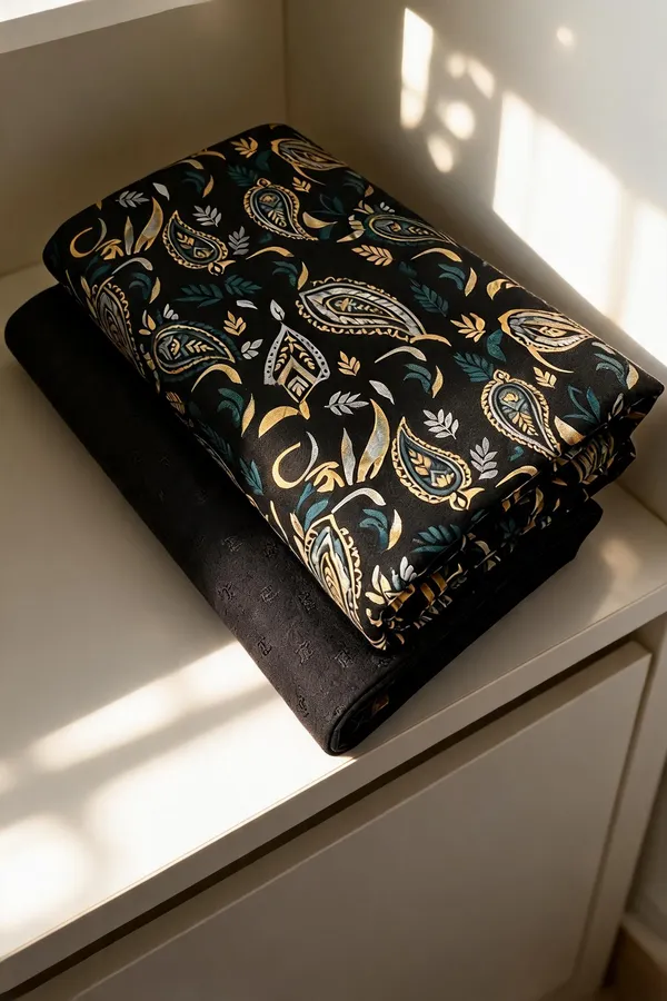 Black_Cotton_Paisley_Print_Unstitched_Fabric_For_Men