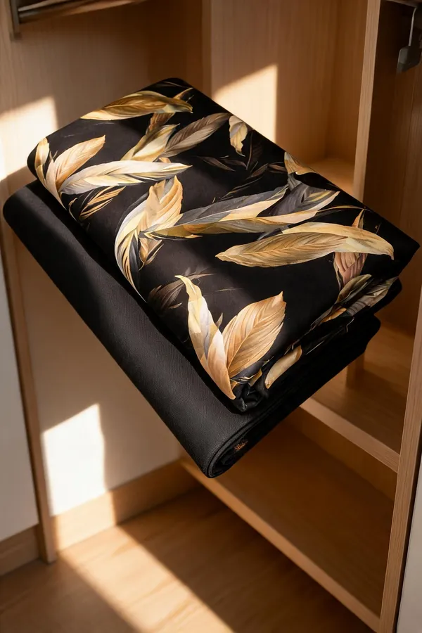 Black_Cotton_Botanical_Leaf_Print_Unstitched_Fabric_For_Men