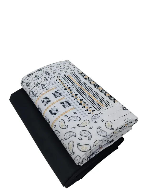 White_Cotton_Ethnic_Print_Unstitched_Fabric_For_Men