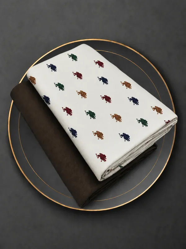 White_Cotton_Horse_Print_Unstitched_Fabric_For_Men