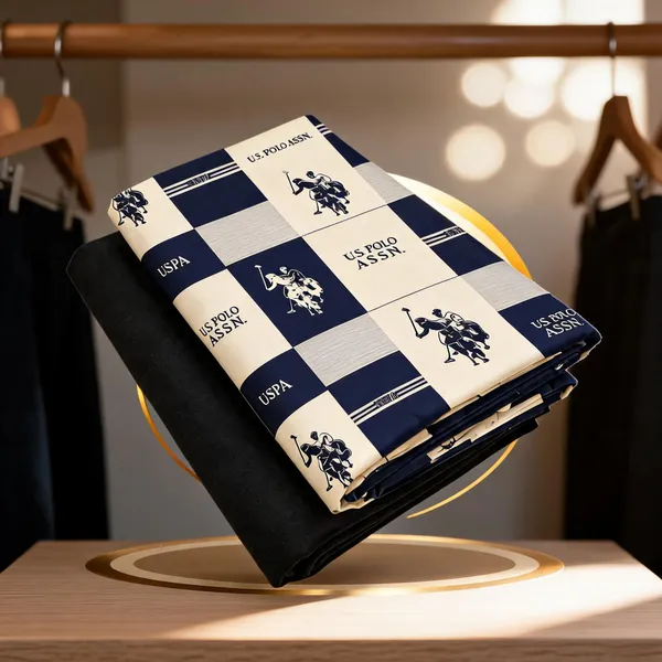 Navy_Blue_Cotton_Checkered_Unstitched_Shirt_Pant_Fabric_For_Men