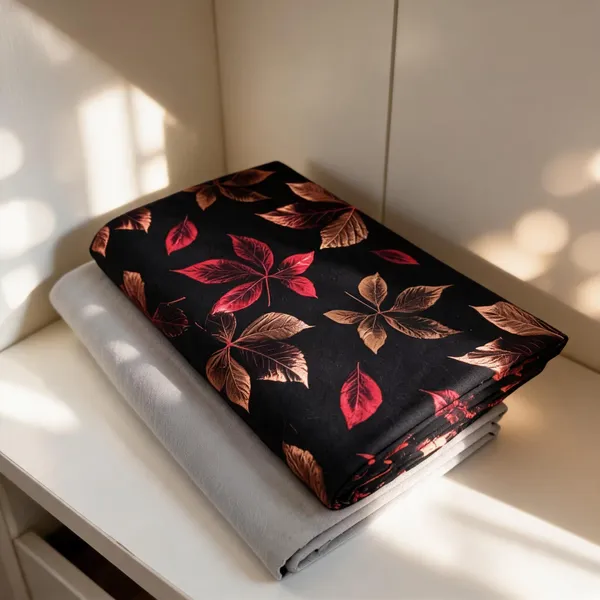 Black_Cotton_Floral_Print_Unstitched_Fabric_For_Men