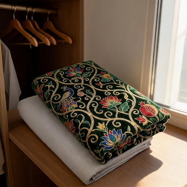 Green_Cotton_Embroidered_Ethnic_Unstitched_Fabric_For_Men