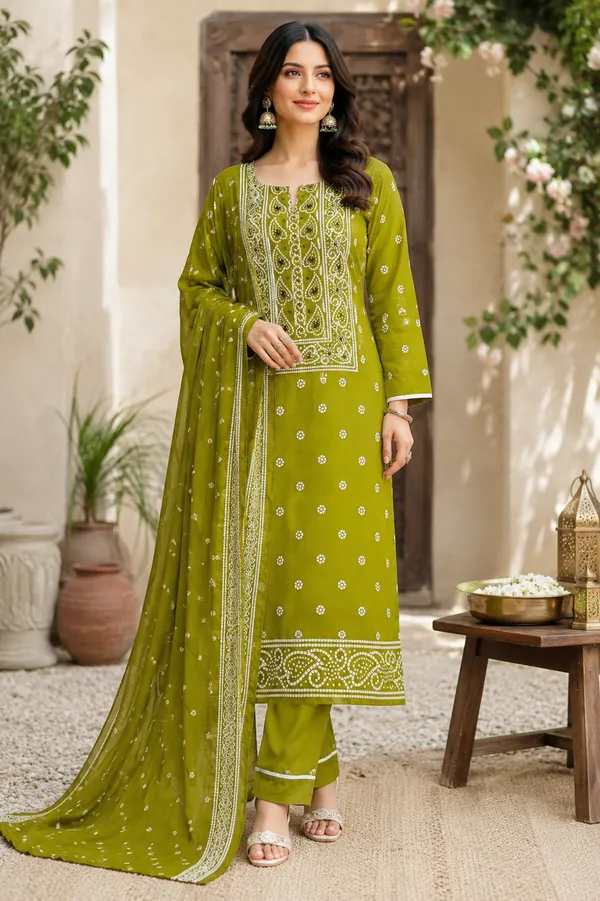Green_Cotton_Straight_Unstitched_Suit_Set_For_Women