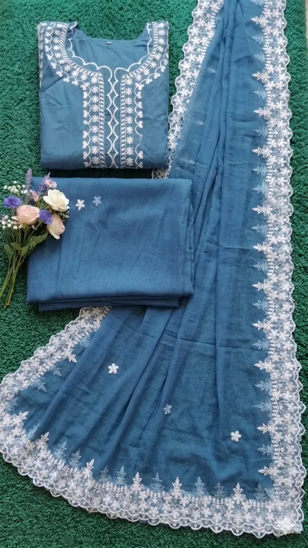Blue_Mul_Cotton_Embroidered_Unstitched_Suit_Set_For_Women