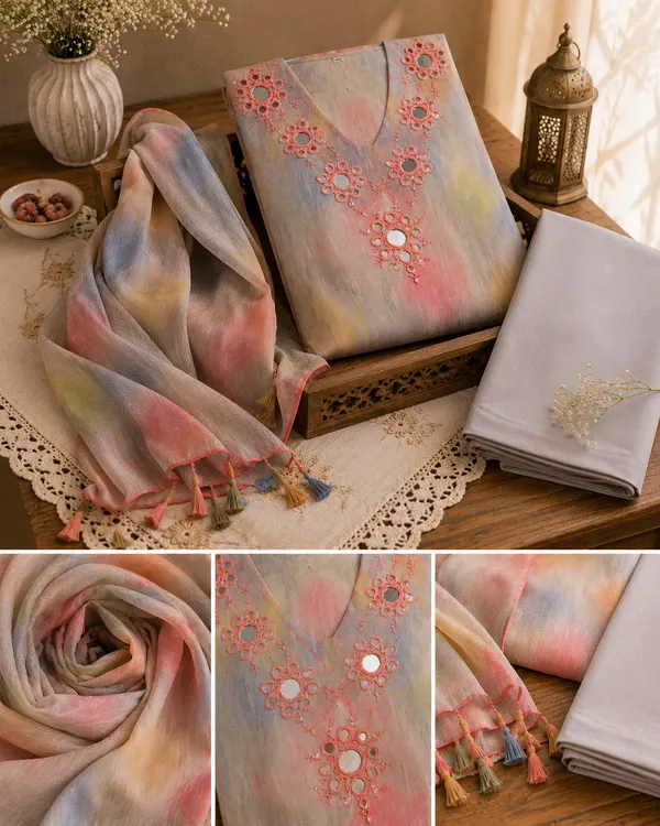 Multicolour_Pathani_Cotton_Unstitched_Suit_Set