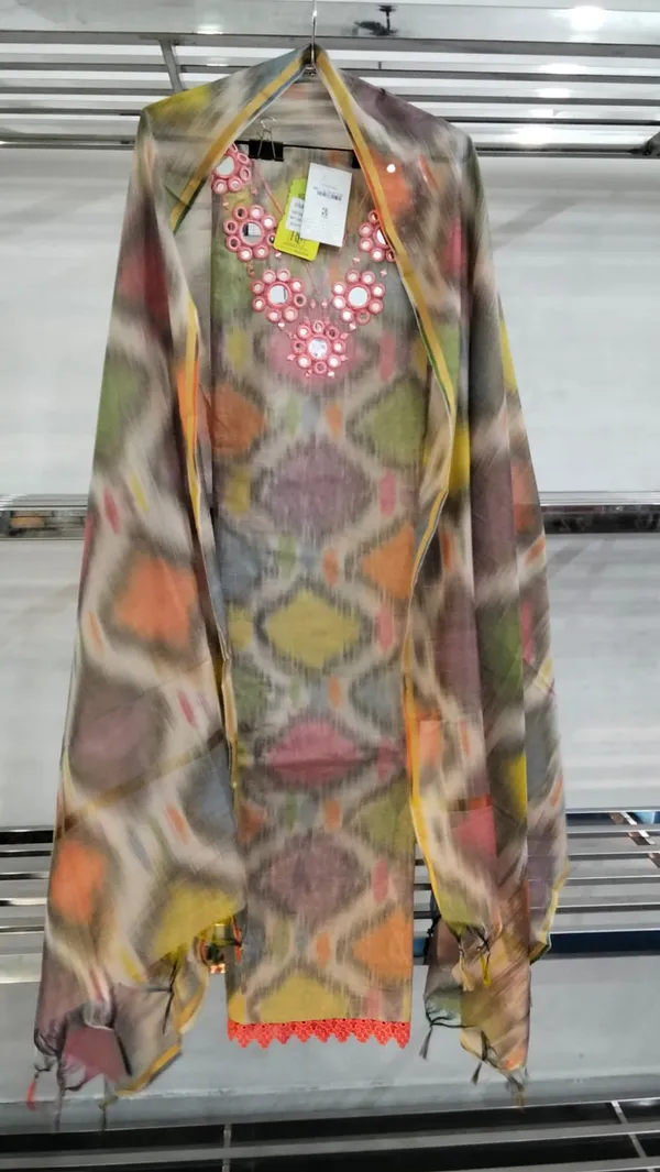 Multicolour_Pathani_Silk_Straight_Unstitched_Suit_Set_For_Women