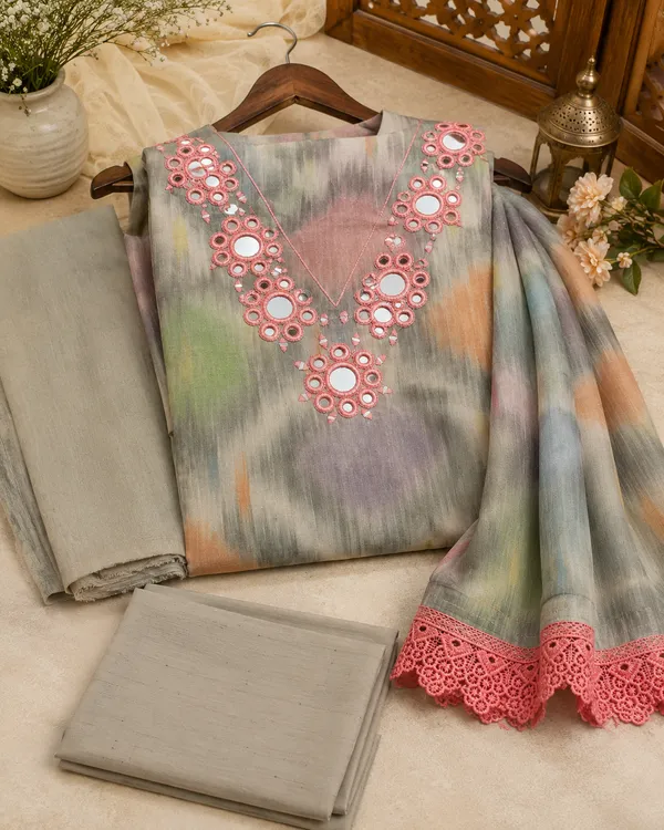 Multicolour_Pathani_Cotton_Unstitched_Suit_Set