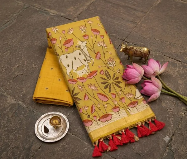 Mustard_Muga_Cotton_Printed_Saree_For_Women