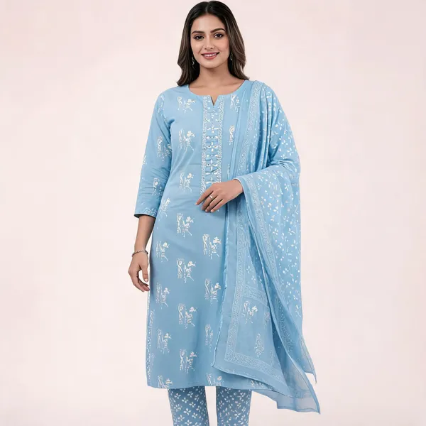 Blue_Cotton_Straight_Unstitched_Suit_Set_For_Women