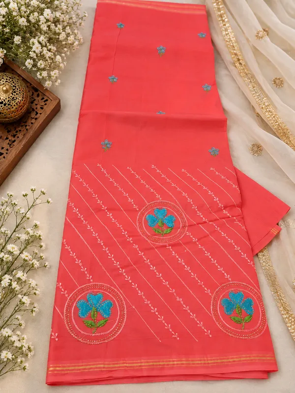 Coral_Bloom_Handcrafted_Cotton_Saree