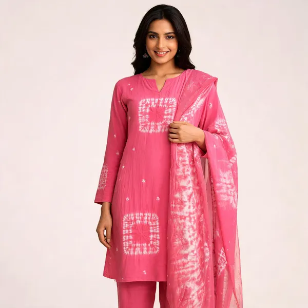 Pink_Bandani_Straight_Unstitched_Suit_Set_For_Women