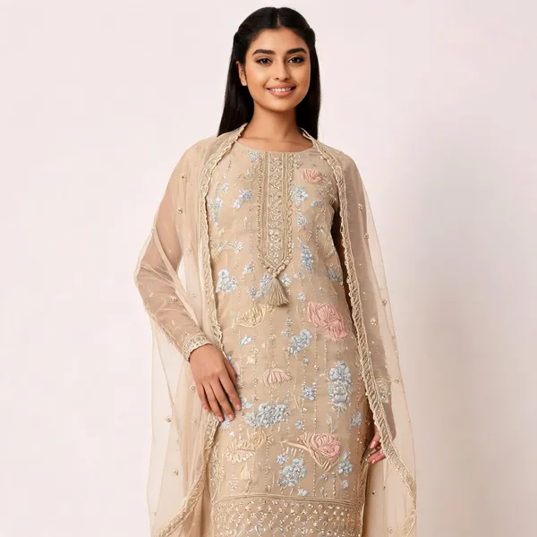 Beige_Modal_Cotton_Embroidered_Unstitched_Suit_Set_For_Women