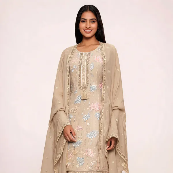 Beige_Modal_Cotton_Embroidered_Unstitched_Suit_Set_For_Women