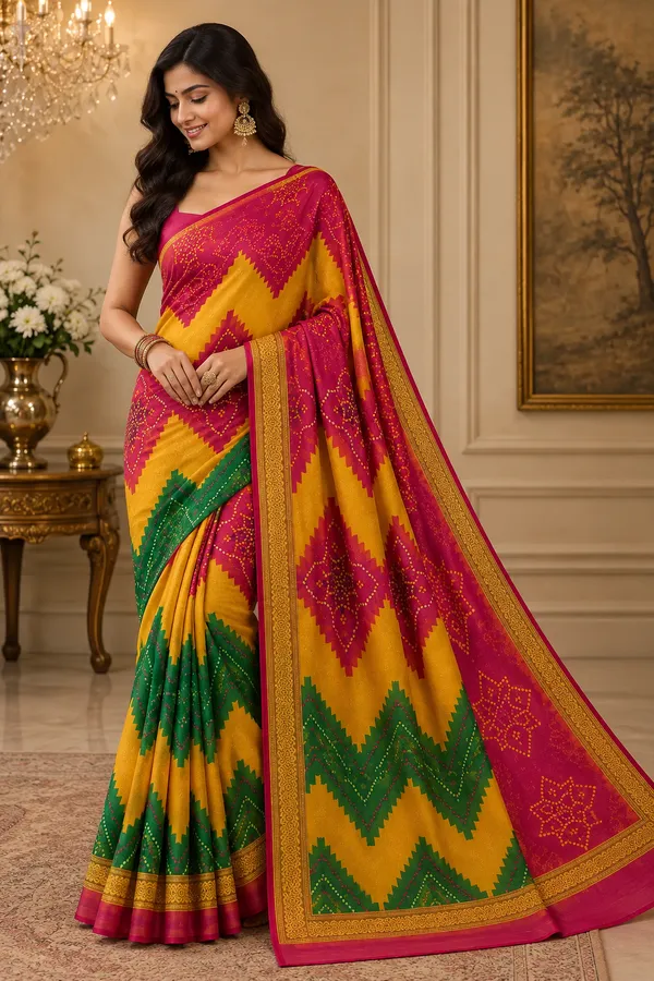 Rangmahal_Rani_–_Traditional_bandhani_Saree