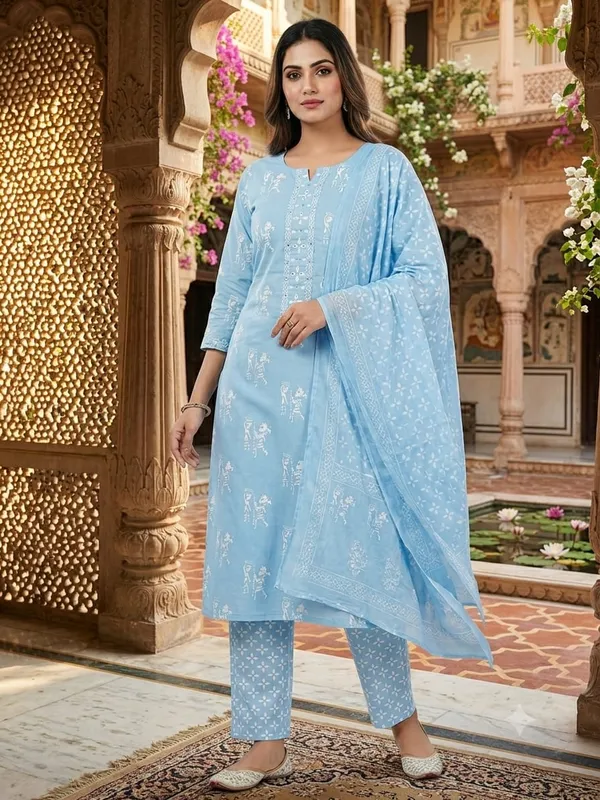 Blue_Cotton_Straight_Unstitched_Suit_Set_For_Women