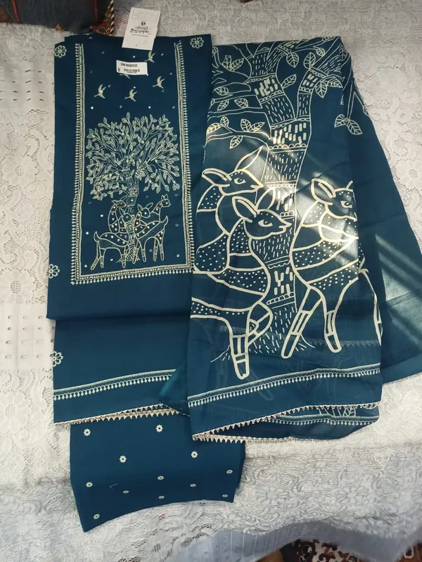 Teal_Blue_Cotton_Embroidered_Unstitched_Suit_Set_For_Women