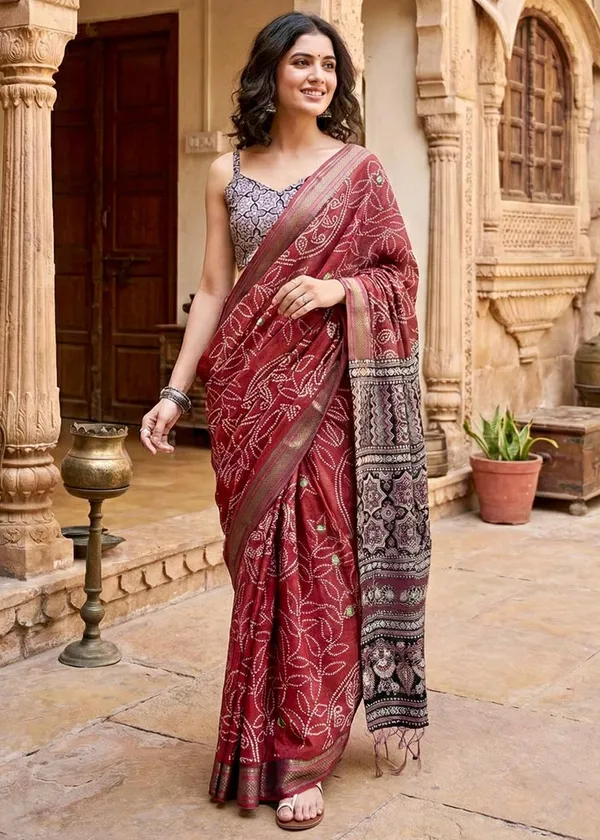 Maroon_Bloom_Saree