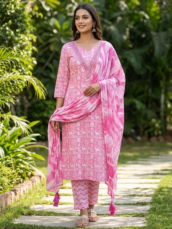 Pink_Premium_Cotton_Unstitched_Suit_Set